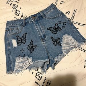 Denim butterfly High Rise Shorts Size 4